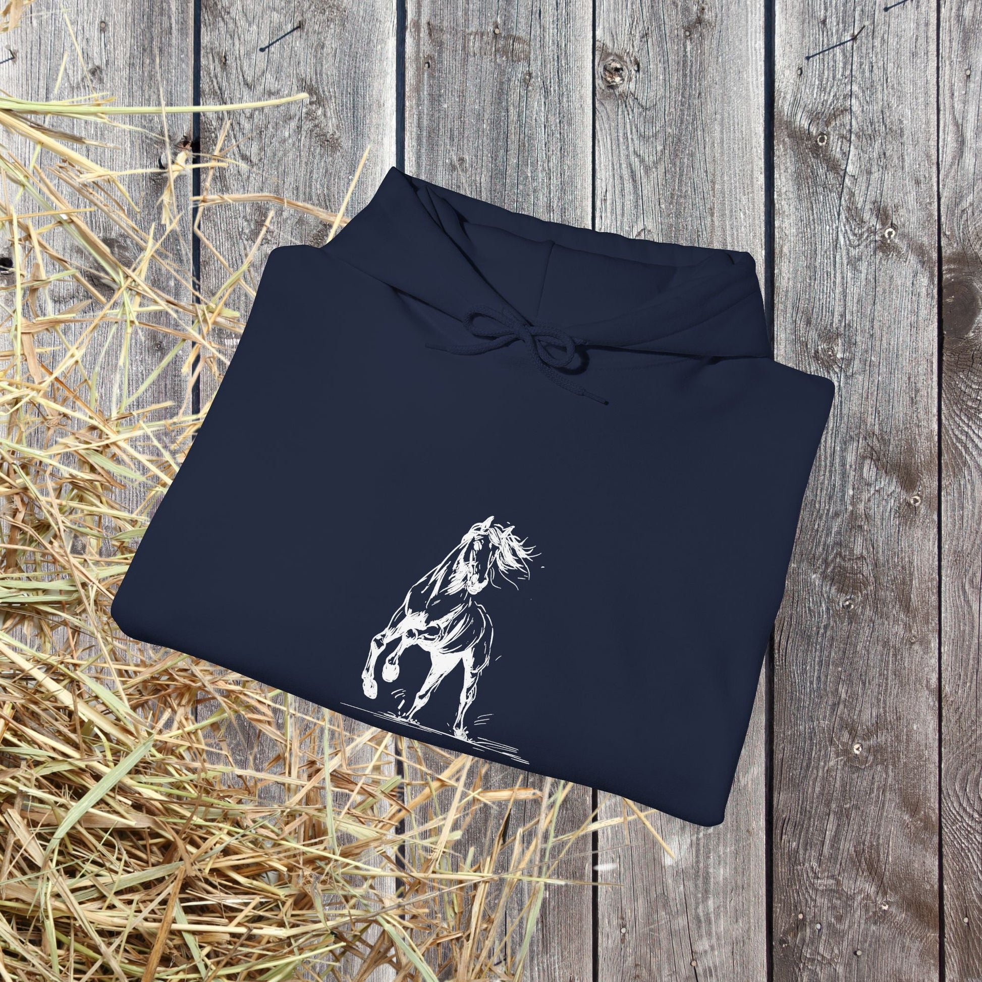 Wild Horses Hoodie, Artist Ink & Watercolor Horse Art Sweatshirt, Boho Western Gift - FlooredByArt