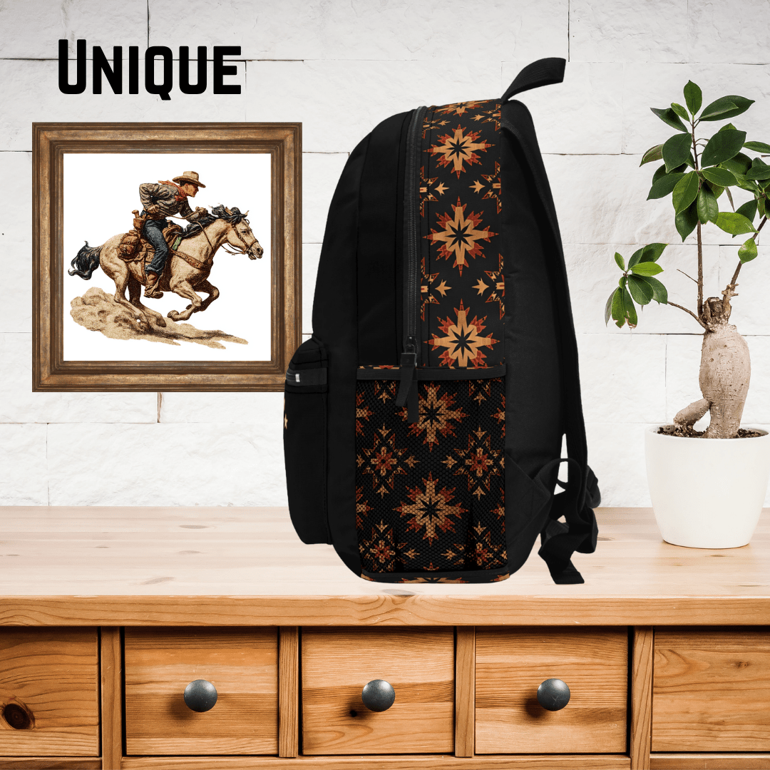 Wild West Cowboy Backpack for Boys - Personalized Aztec Bull Skull - FlooredByArt