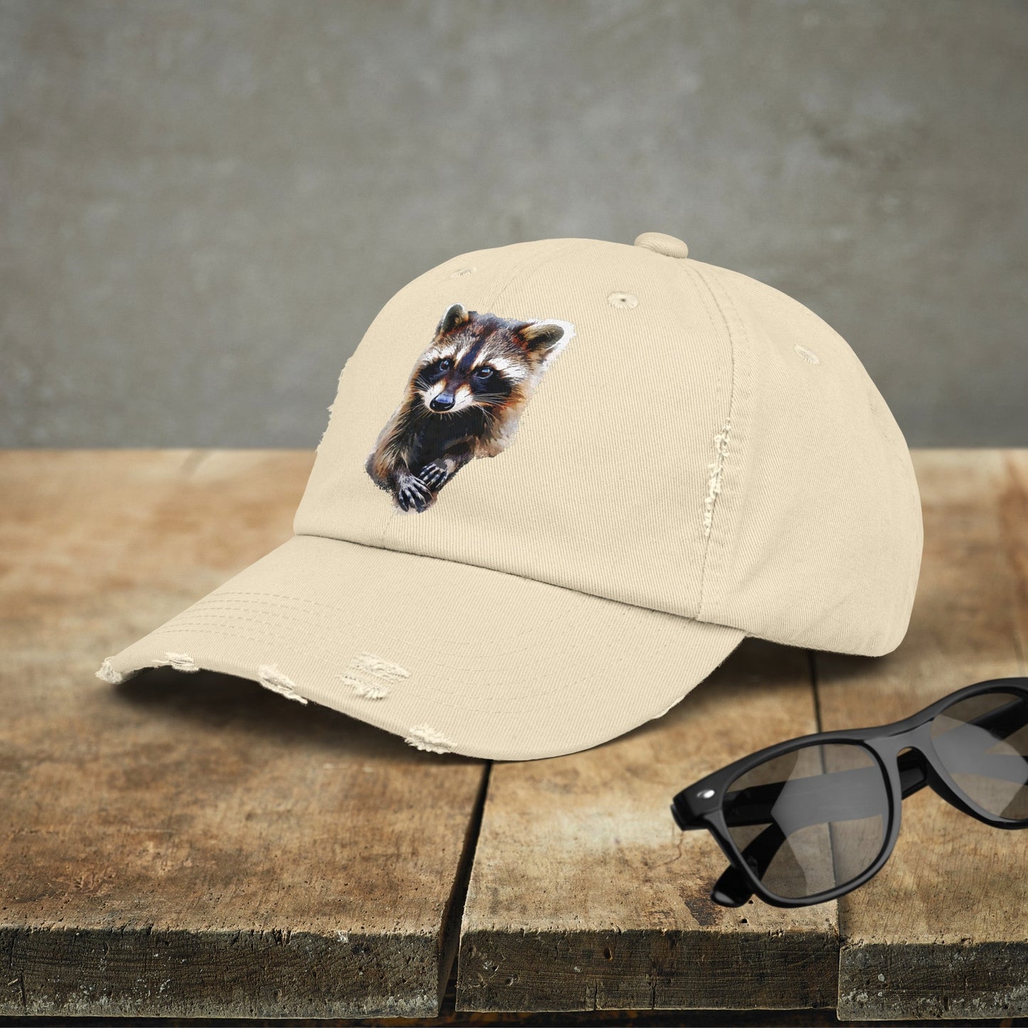Wildlife Raccoon Hiking Cap, Unisex Cute Raccoon Trucker Hat, Camping, Hiking Hat - FlooredByArt