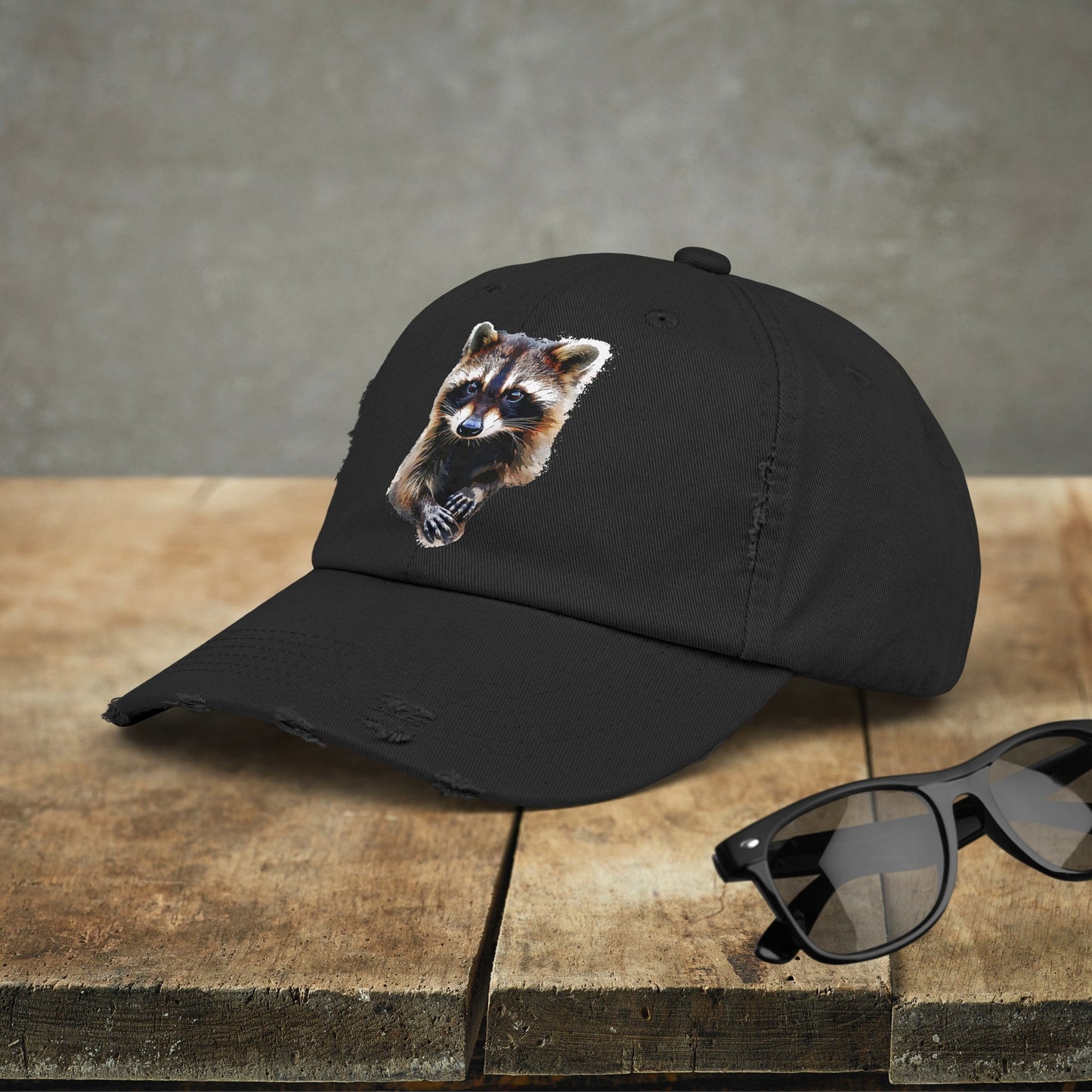 Wildlife Raccoon Hiking Cap, Unisex Cute Raccoon Trucker Hat, Camping, Hiking Hat - FlooredByArt