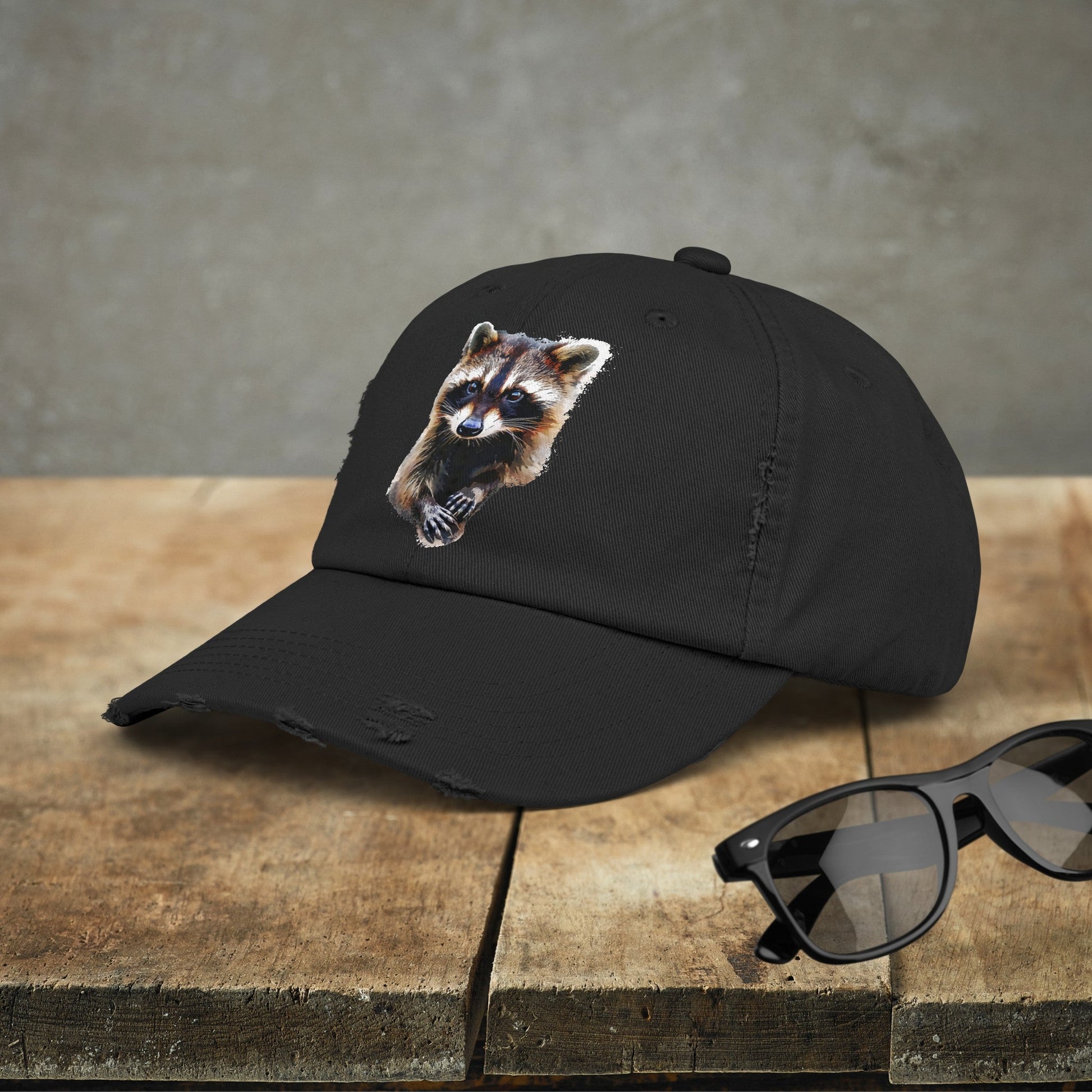 Wildlife Raccoon Hiking Cap, Unisex Cute Raccoon Trucker Hat, Camping, Hiking Hat - FlooredByArt