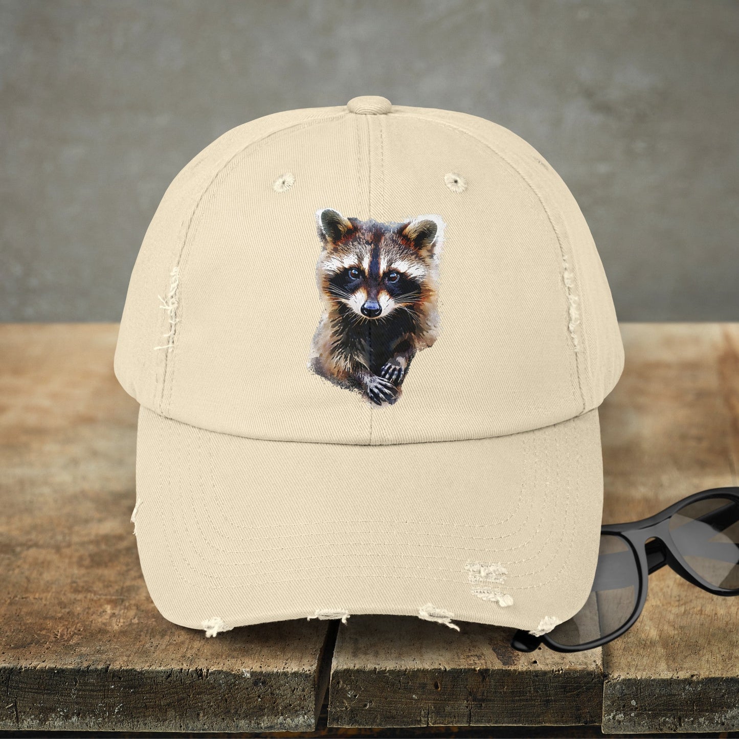 Wildlife Raccoon Hiking Cap, Unisex Cute Raccoon Trucker Hat, Camping, Hiking Hat - FlooredByArt