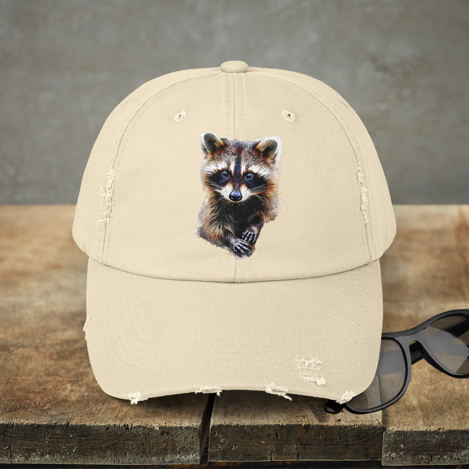 Wildlife Raccoon Hiking Cap, Unisex Cute Raccoon Trucker Hat, Camping, Hiking Hat - FlooredByArt