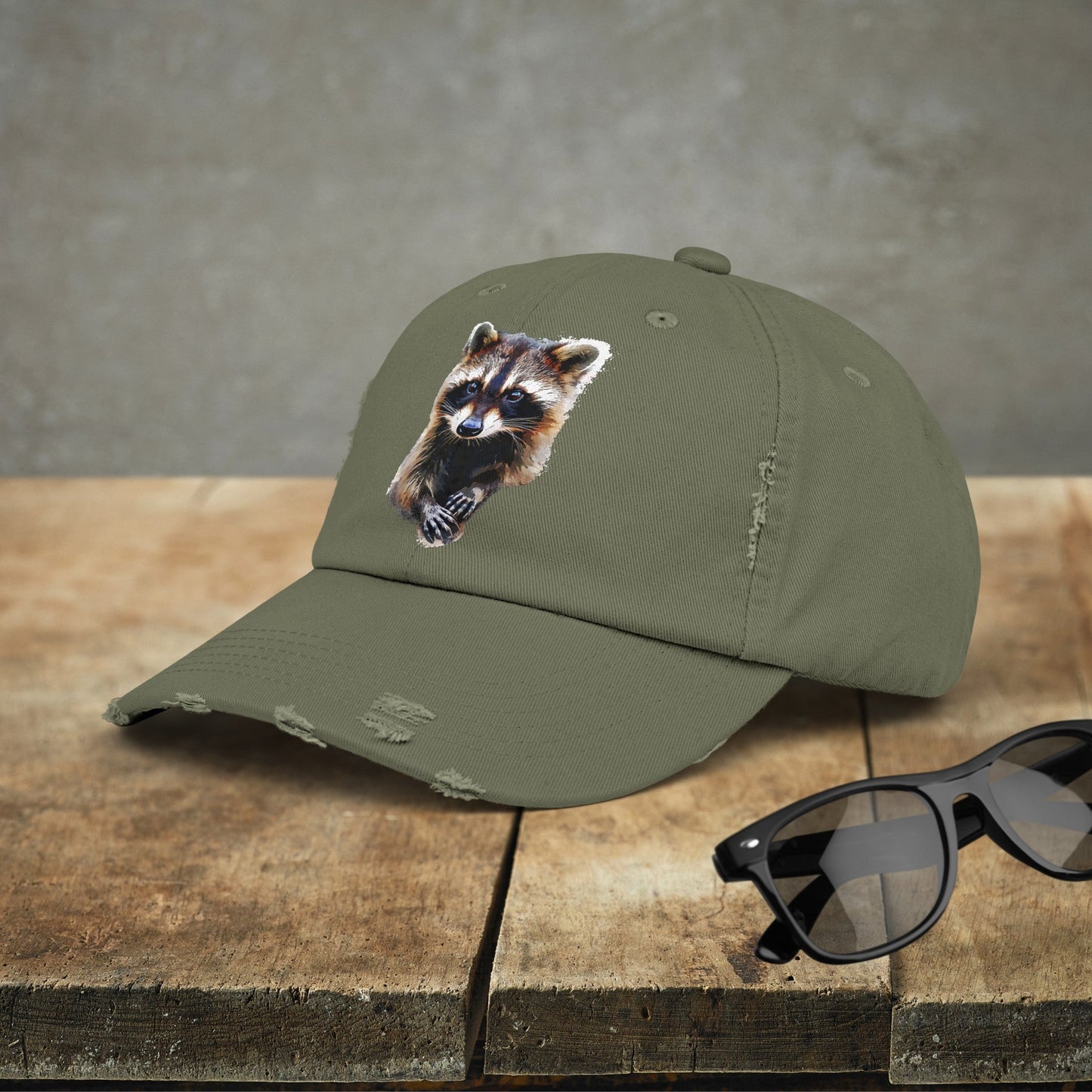 Wildlife Raccoon Hiking Cap, Unisex Cute Raccoon Trucker Hat, Camping, Hiking Hat - FlooredByArt