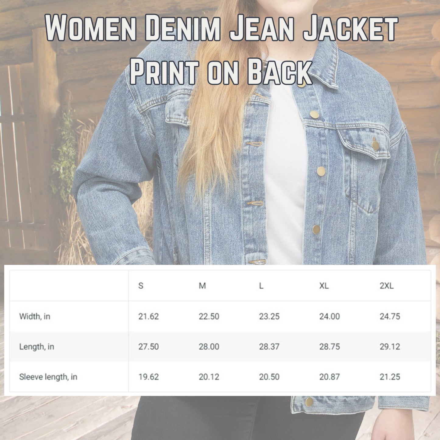 Womens Blue Jean Jacket, Southwestern style Floral Cactus Cotton Denim - FlooredByArt