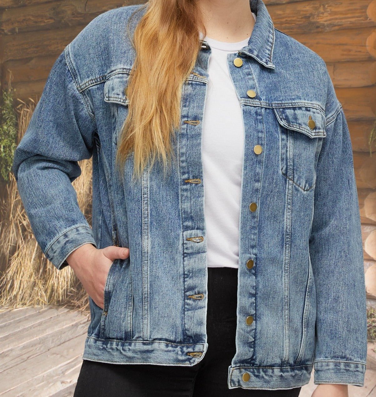 Women's Cat Jean Jacket, Cute Sleeping Black cat and Orange Tabby Cat Cotton Denim - FlooredByArt