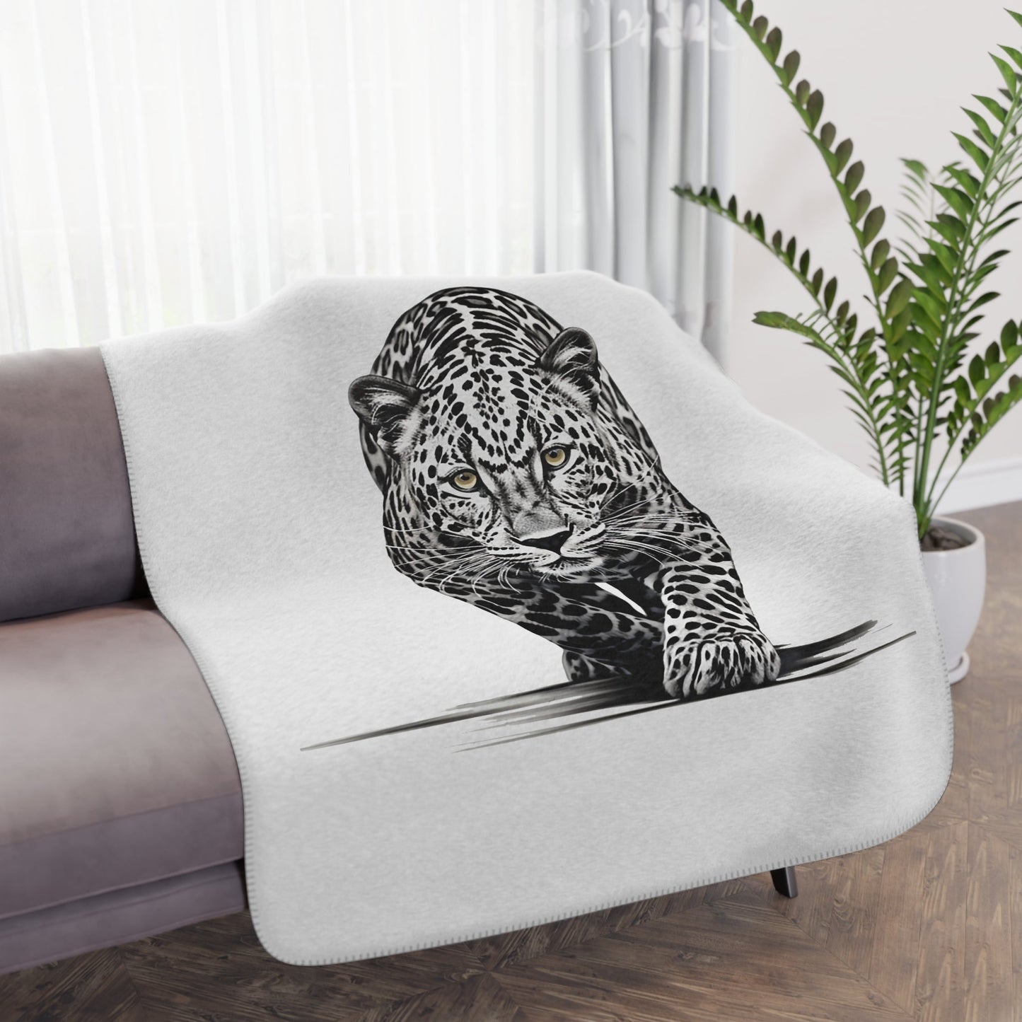Beautiful Snow Leopard Blanket Throw, Nature Lover Minky Top Soft - FlooredByArt
