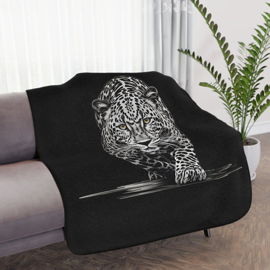 Beautiful Snow Leopard Blanket Throw, Nature Lover Minky Top Soft - FlooredByArt