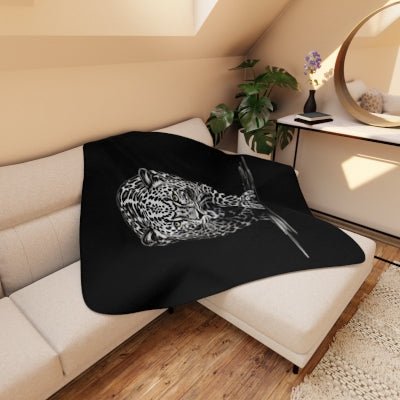 Beautiful Snow Leopard Blanket Throw, Nature Lover Minky Top Soft - FlooredByArt