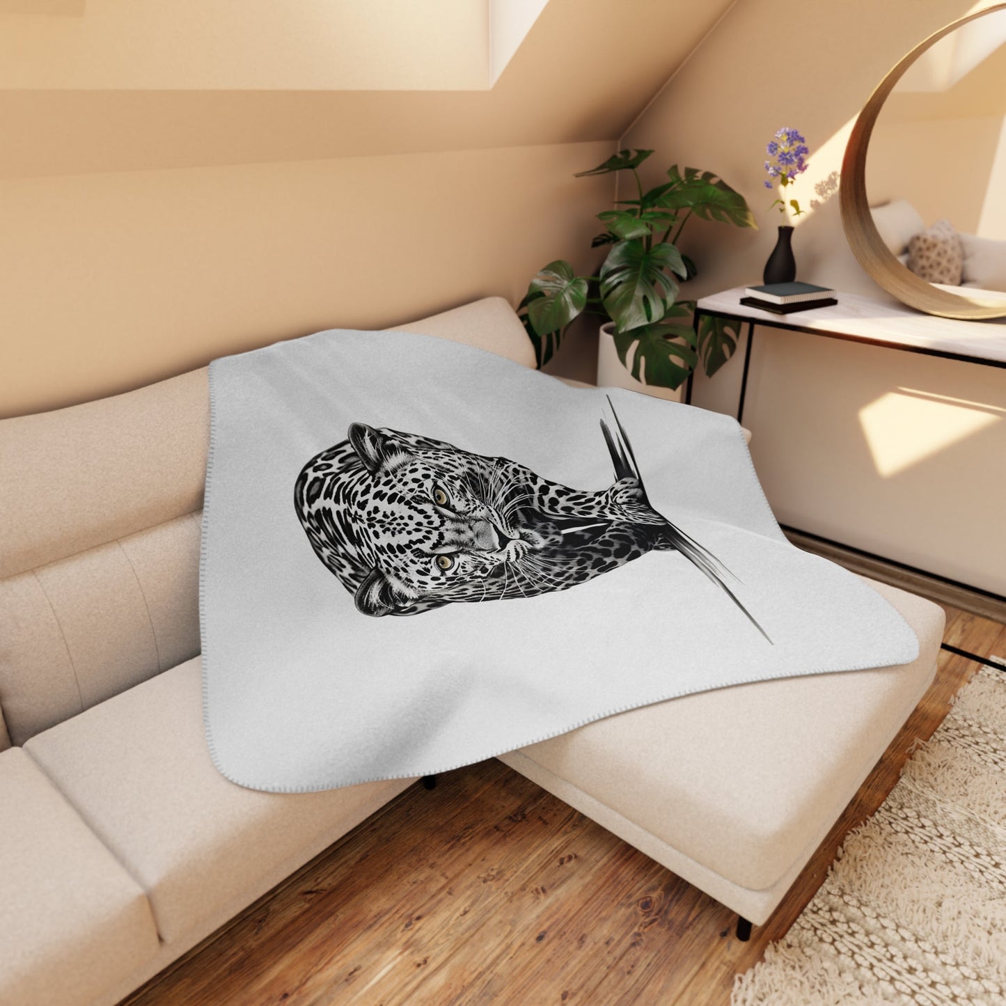 Beautiful Snow Leopard Blanket Throw, Nature Lover Minky Top Soft - FlooredByArt