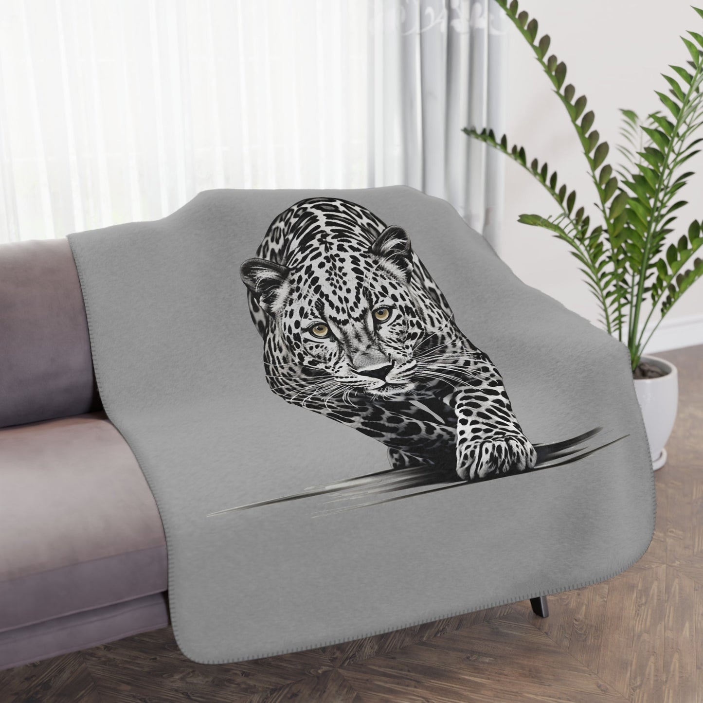 Beautiful Snow Leopard Blanket Throw, Nature Lover Minky Top Soft - FlooredByArt