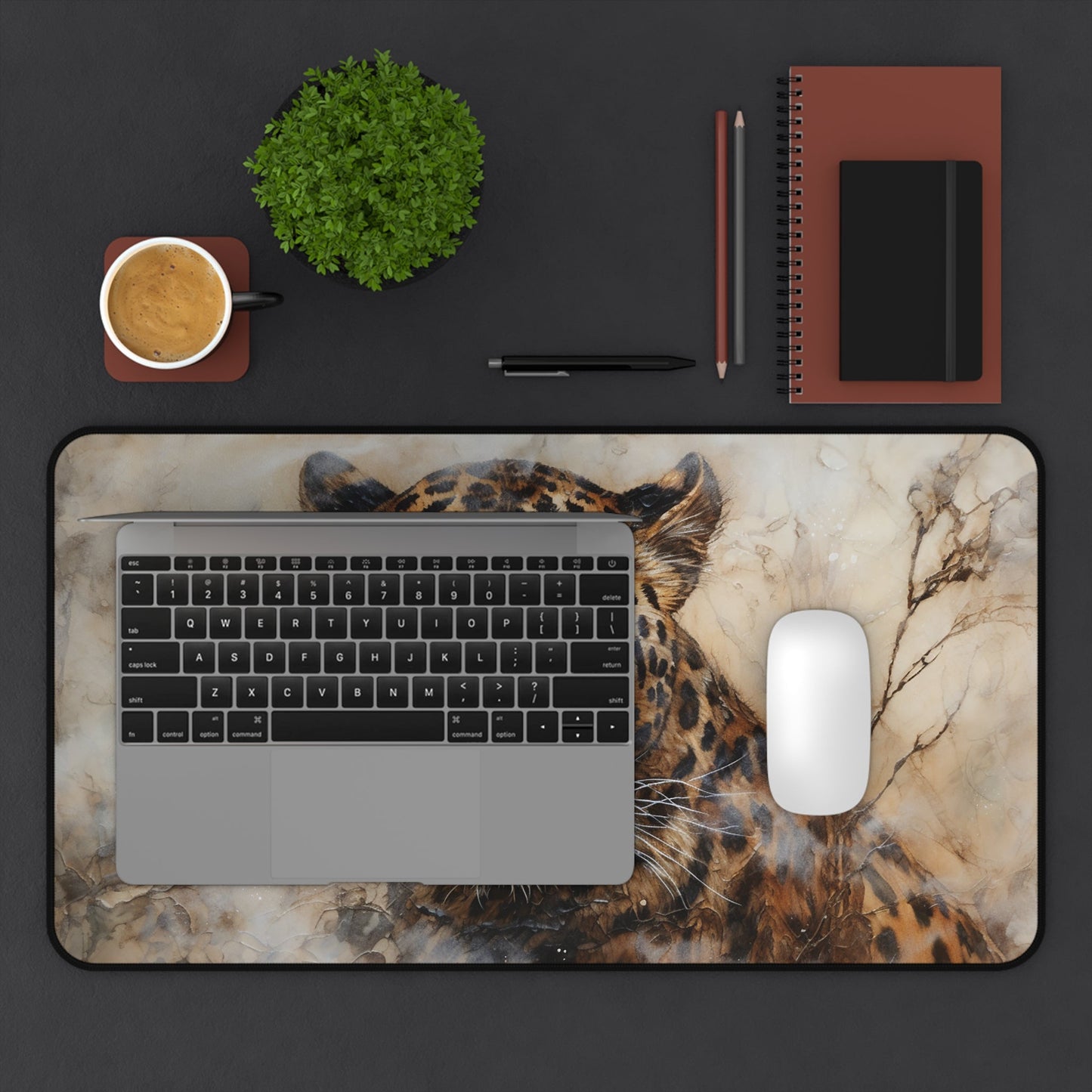 Big Cat Leopard EX Large Mouse Pad, Animal Lover Desk Mats, Big Cat Lover - FlooredByArt