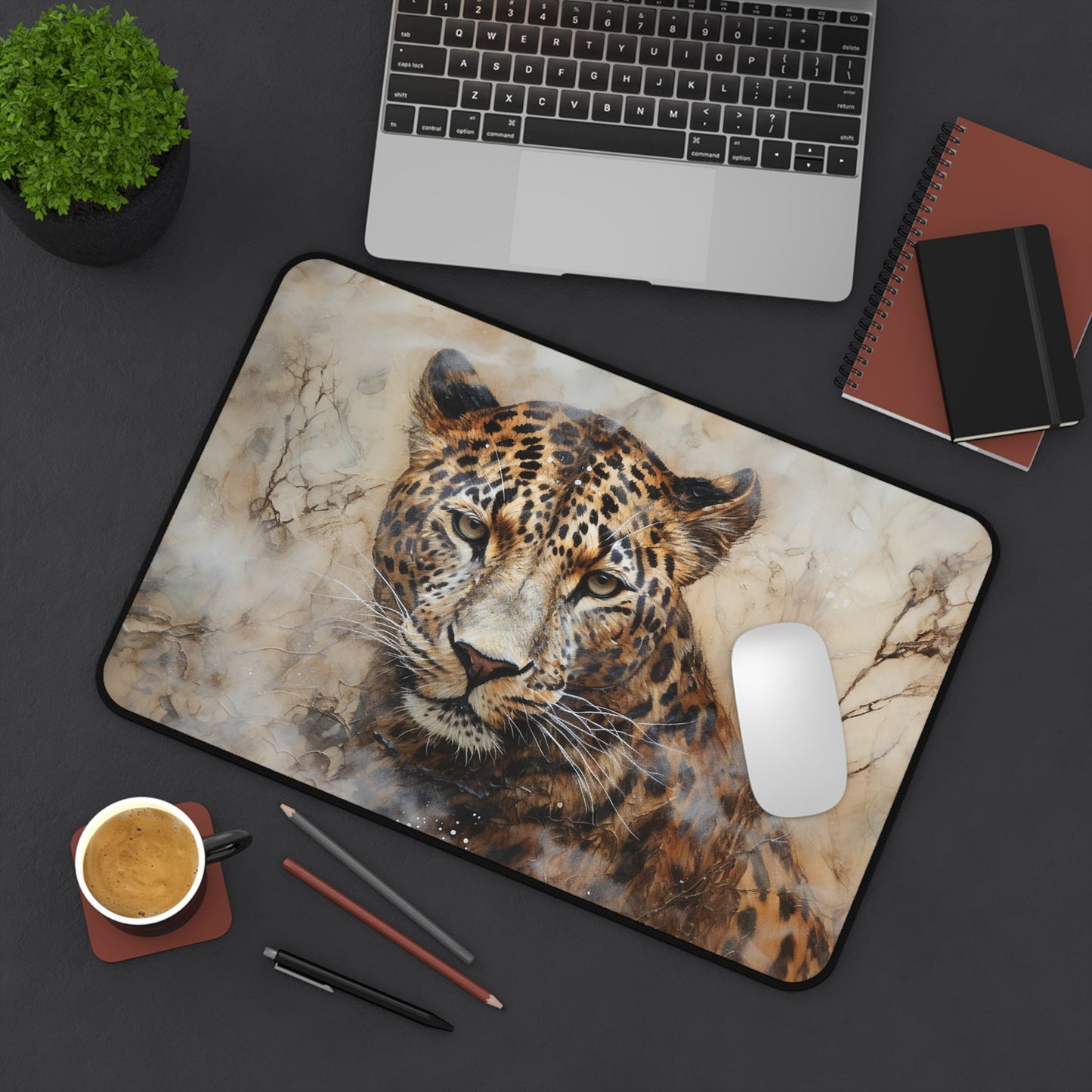 Big Cat Leopard EX Large Mouse Pad, Animal Lover Desk Mats, Big Cat Lover - FlooredByArt
