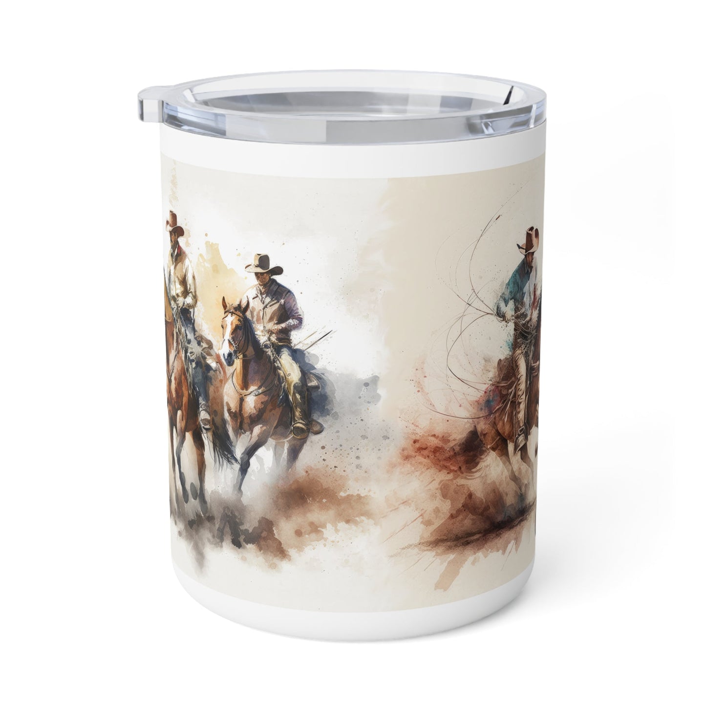 Cowboy Insulated Coffee Mug, 10oz -Personalize Cowboy & Horse Lover Cup - FlooredByArt