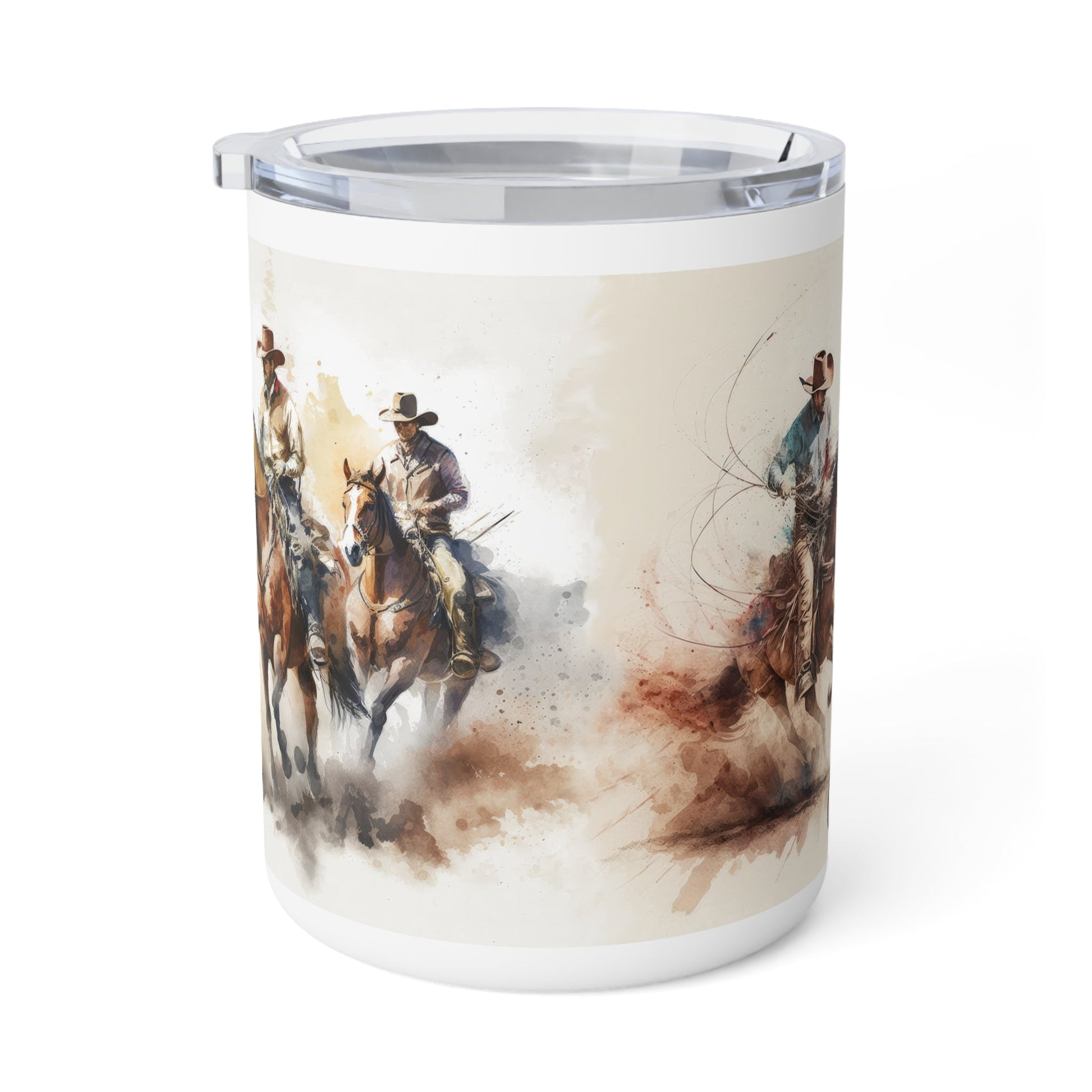 Cowboy Insulated Coffee Mug, 10oz -Personalize Cowboy & Horse Lover Cup - FlooredByArt