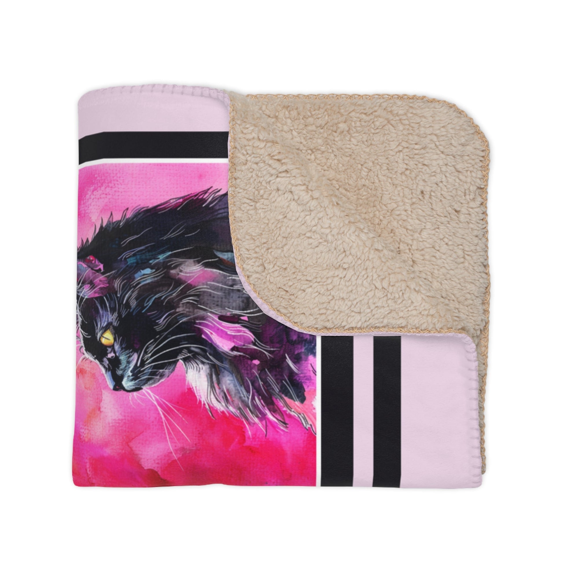 Cute Cat Blanket, Nine Cats on PINK Blanket, Coquette Aesthetic, Boho Chic Room Decor - FlooredByArt