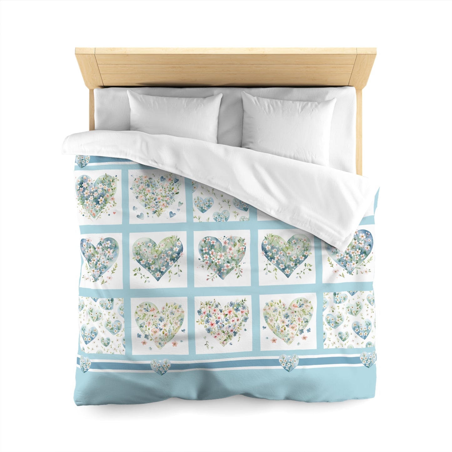 Cute Hearts Duvet Cover, Sweetheart Cottage Garden Blanket Cover, Floral Hearts - FlooredByArt