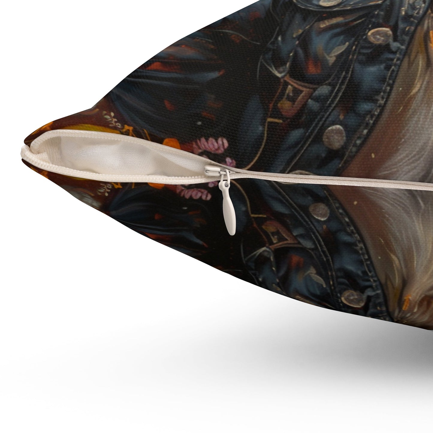 Cute Rabbit with Jacket & Scarf in Wildflowers Pillows - Whimsical, Magical - FlooredByArt