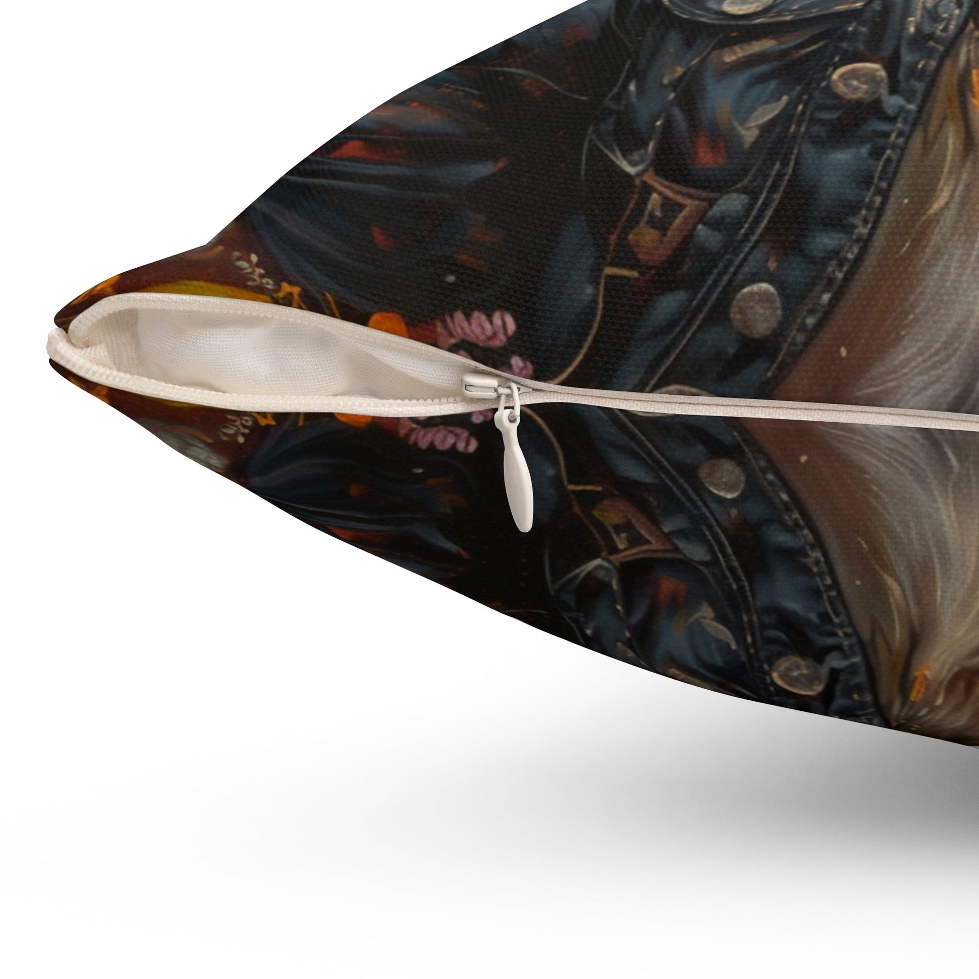 Cute Rabbit with Jacket & Scarf in Wildflowers Pillows - Whimsical, Magical - FlooredByArt