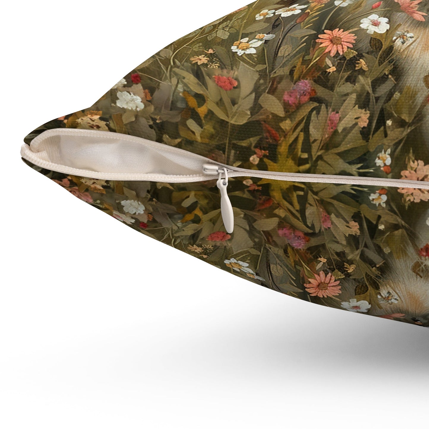 Cute Vintage Storybook Rabbit Pillow with Colorful Scarf in Wildflowers - FlooredByArt