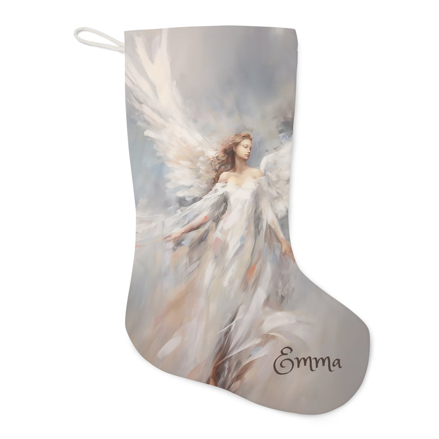 Elegant Angel Christmas Stocking: Extra Large Christmas Angel Stocking, - FlooredByArt