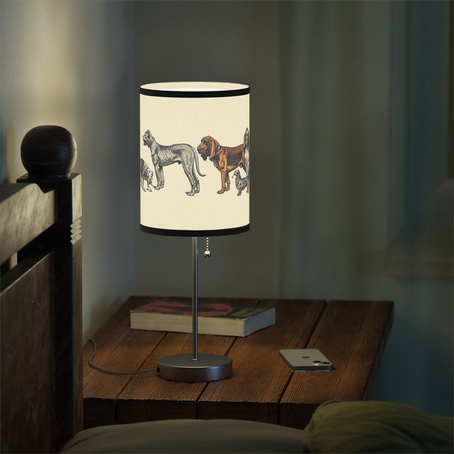 English Cottage Tapestry Dog Lamp, Dog Art, Lithographic Stylish - FlooredByArt