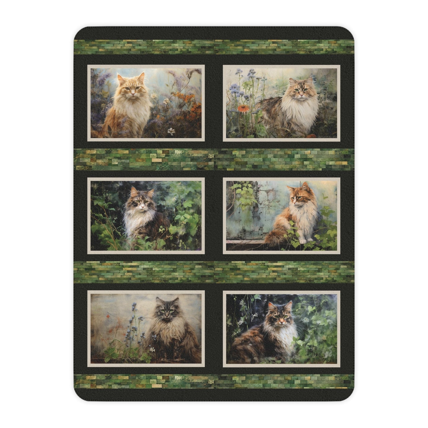 Garden Cat Art Blanket Throw, Cottage Garden Cats Gallery Coverlet - Garden Lover - FlooredByArt
