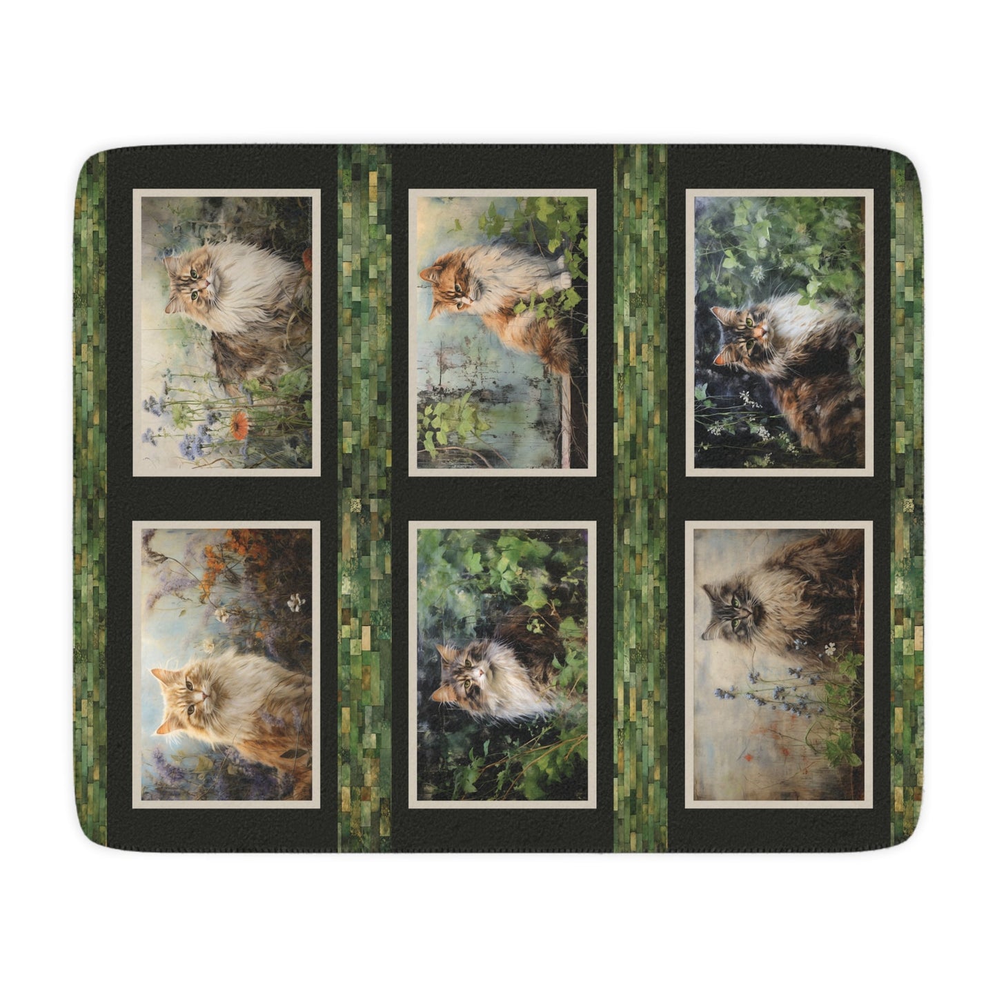 Garden Cat Art Blanket Throw, Cottage Garden Cats Gallery Coverlet - Garden Lover - FlooredByArt