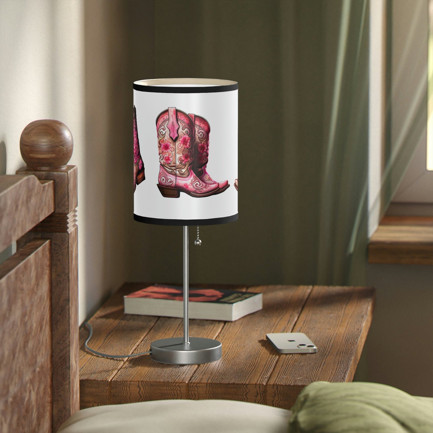 Girls Lamp with Cowgirl Boots Table Lamp, Perfect Girls Room Design Accent Lamp - FlooredByArt