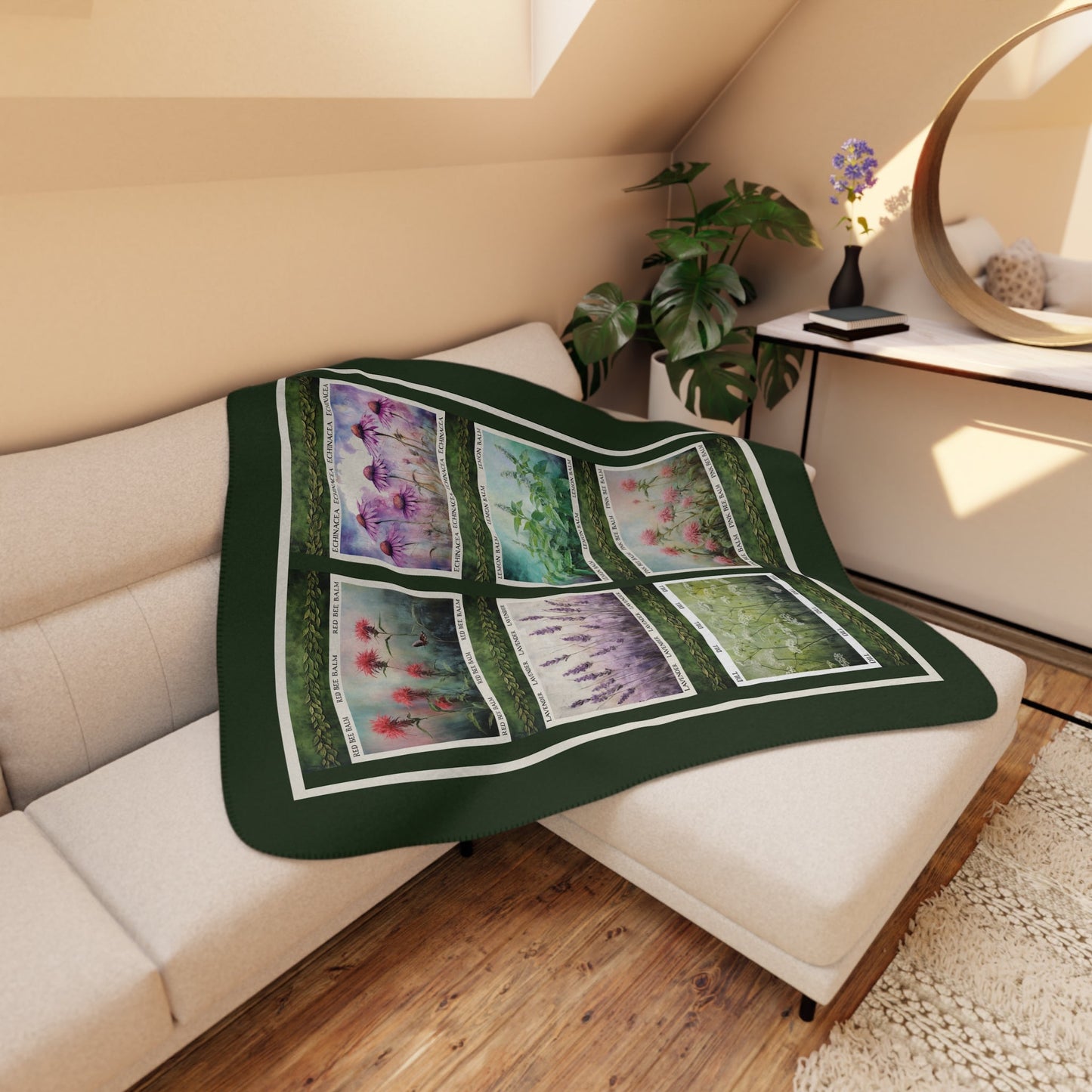 Herb Garden Blanket Throw, Cottage Garden Art Gallery Coverlet - Garden Lover - FlooredByArt