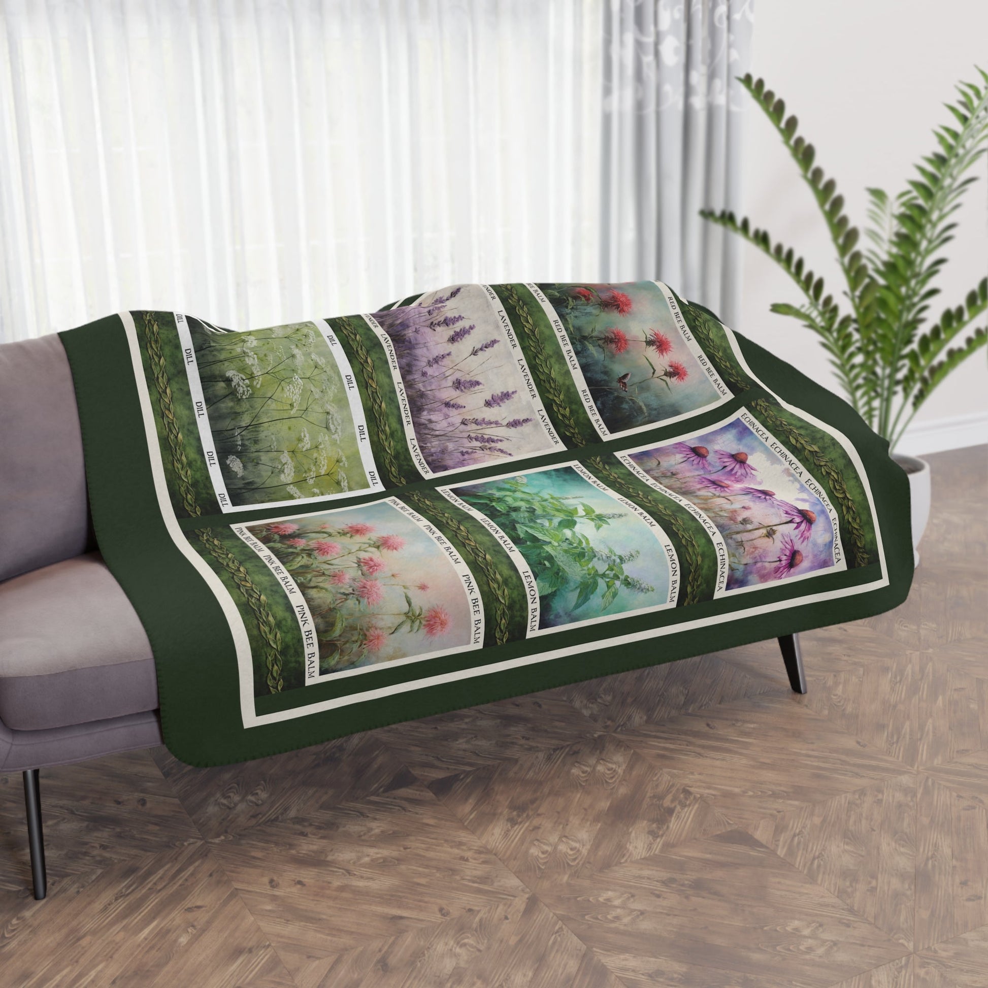 Herb Garden Blanket Throw, Cottage Garden Art Gallery Coverlet - Garden Lover - FlooredByArt