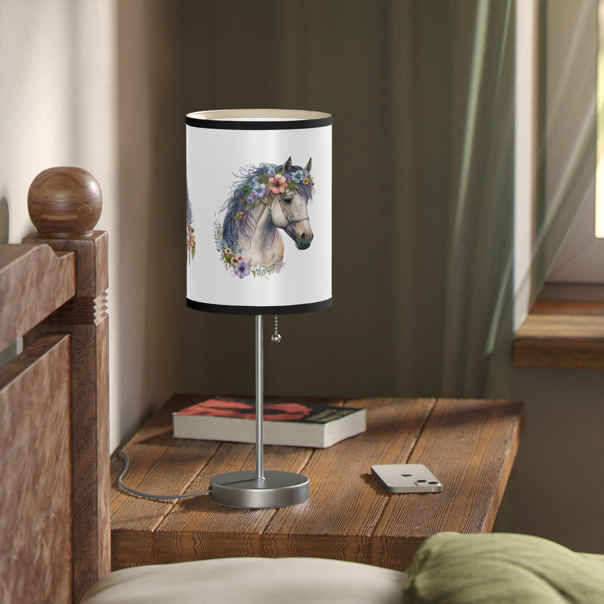 Horse Head Lamp, Perfect Girls Room Fantasy Floral Pony Head Design Accent Lamp - FlooredByArt