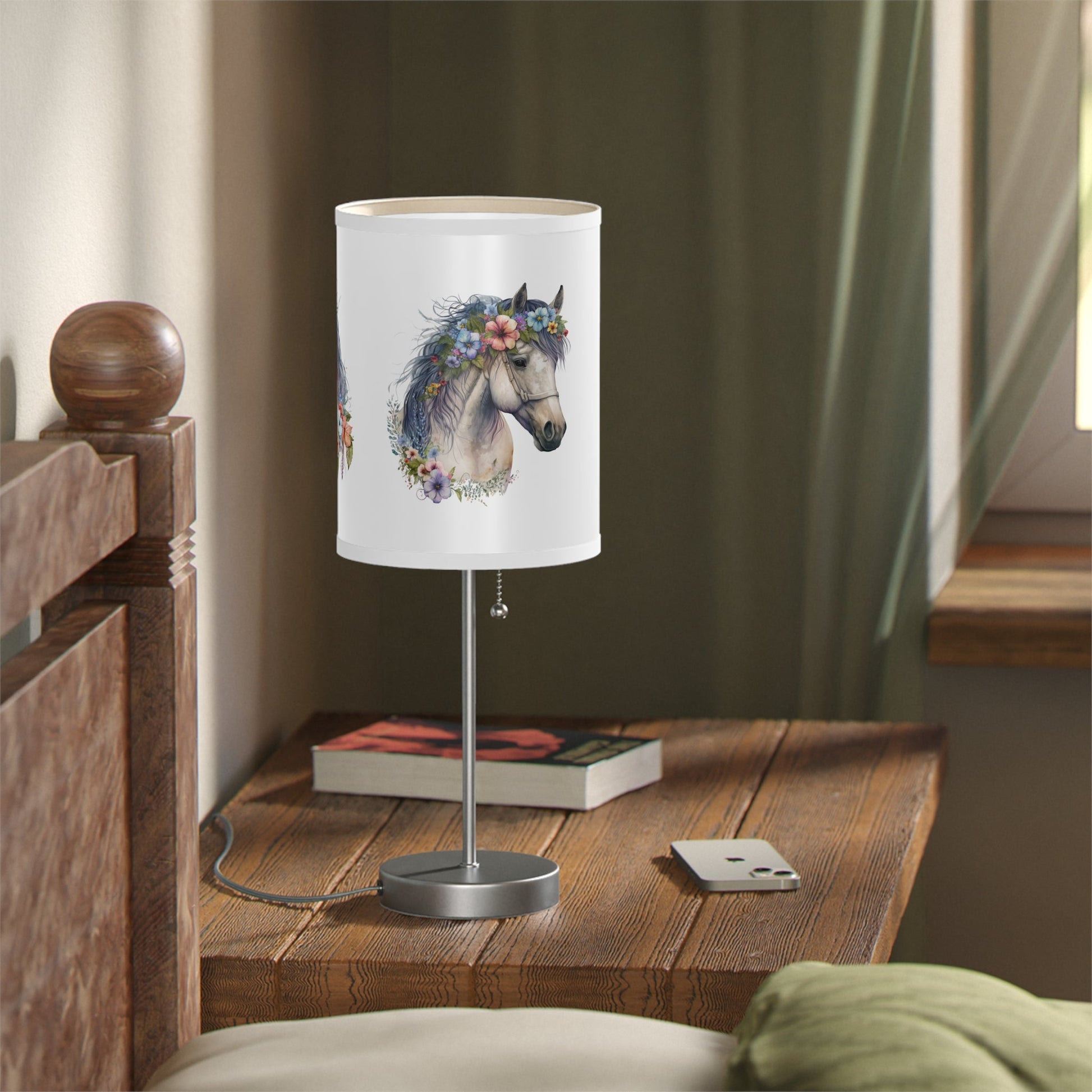 Horse Head Lamp, Perfect Girls Room Fantasy Floral Pony Head Design Accent Lamp - FlooredByArt