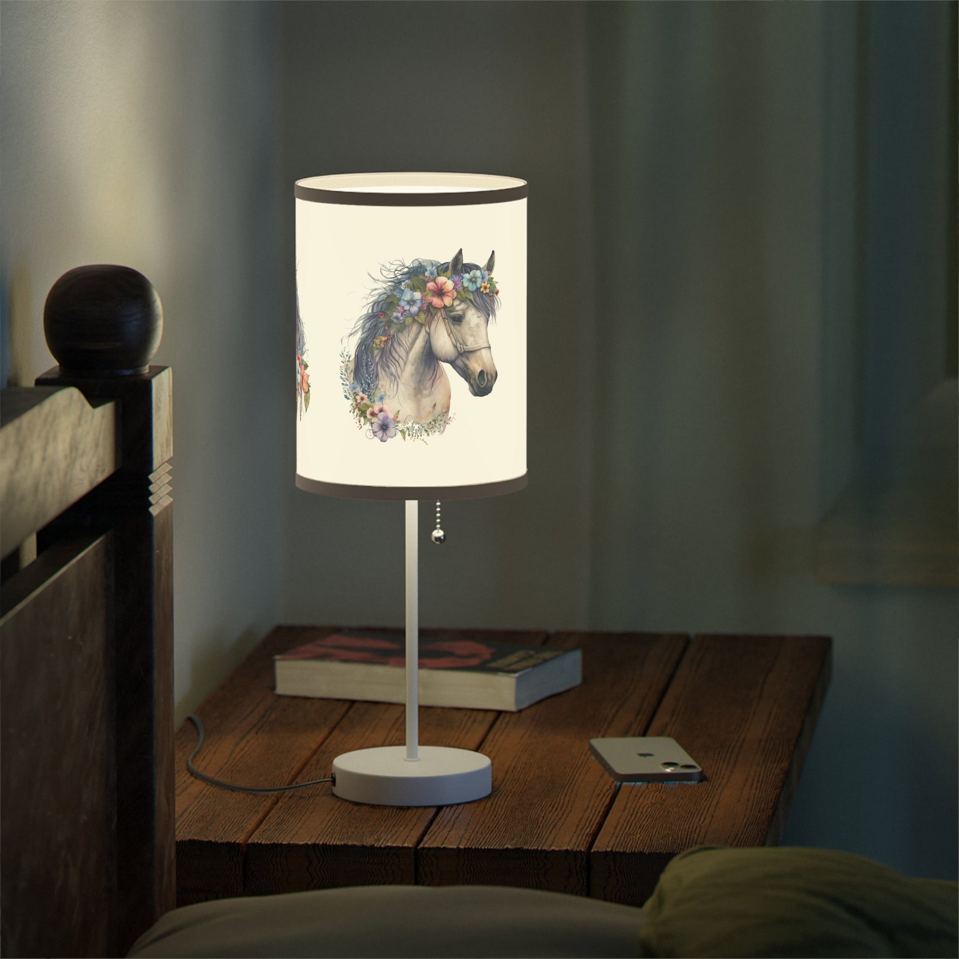 Horse Head Lamp, Perfect Girls Room Fantasy Floral Pony Head Design Accent Lamp - FlooredByArt