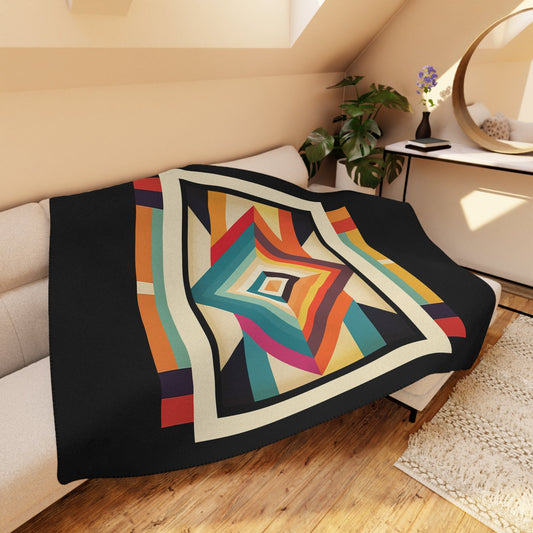 Mid-Century Modern Style Contemporary Art Throw, Geometric Earth Tones - FlooredByArt