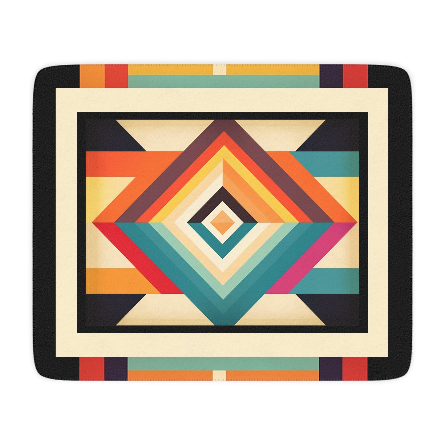 Mid-Century Modern Style Contemporary Art Throw, Geometric Earth Tones - FlooredByArt