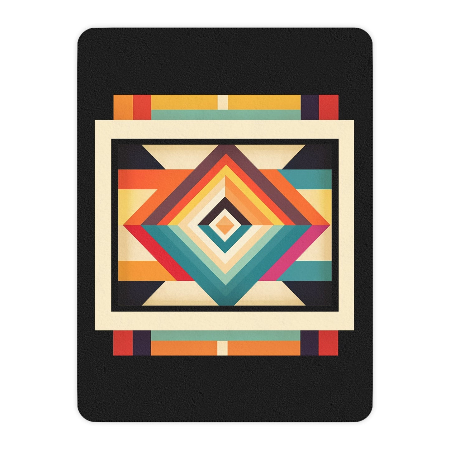 Mid-Century Modern Style Contemporary Art Throw, Geometric Earth Tones - FlooredByArt