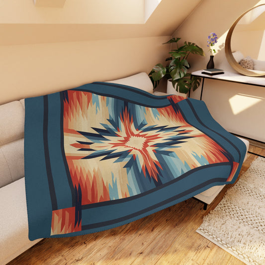 Navaho Native American Style Throw, Western USA Desert Colors - FlooredByArt