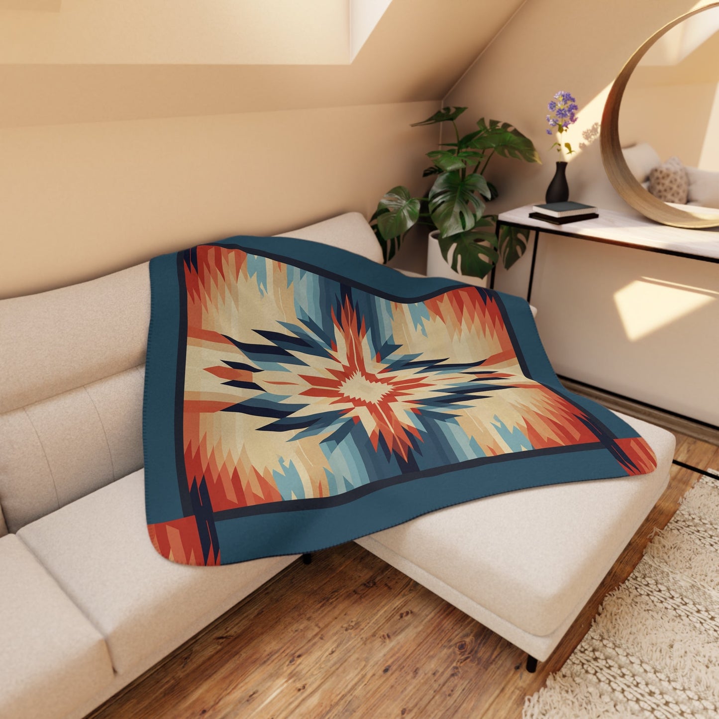 Navaho Native American Style Throw, Western USA Desert Colors - FlooredByArt