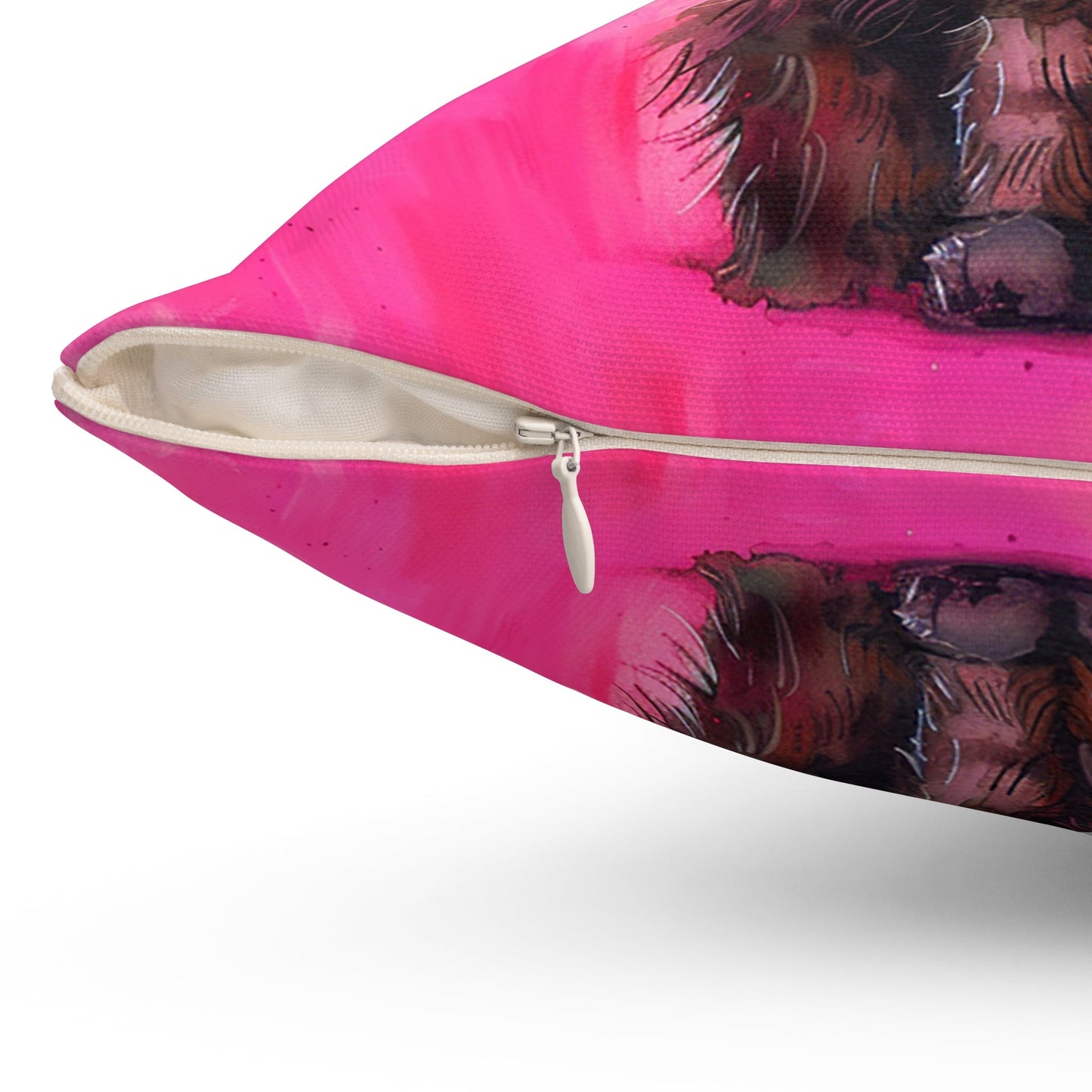 Original "Pink Bliss" Cat Pillow, Watercolor, Hot Pink Black Cat Bliss Pillow - FlooredByArt