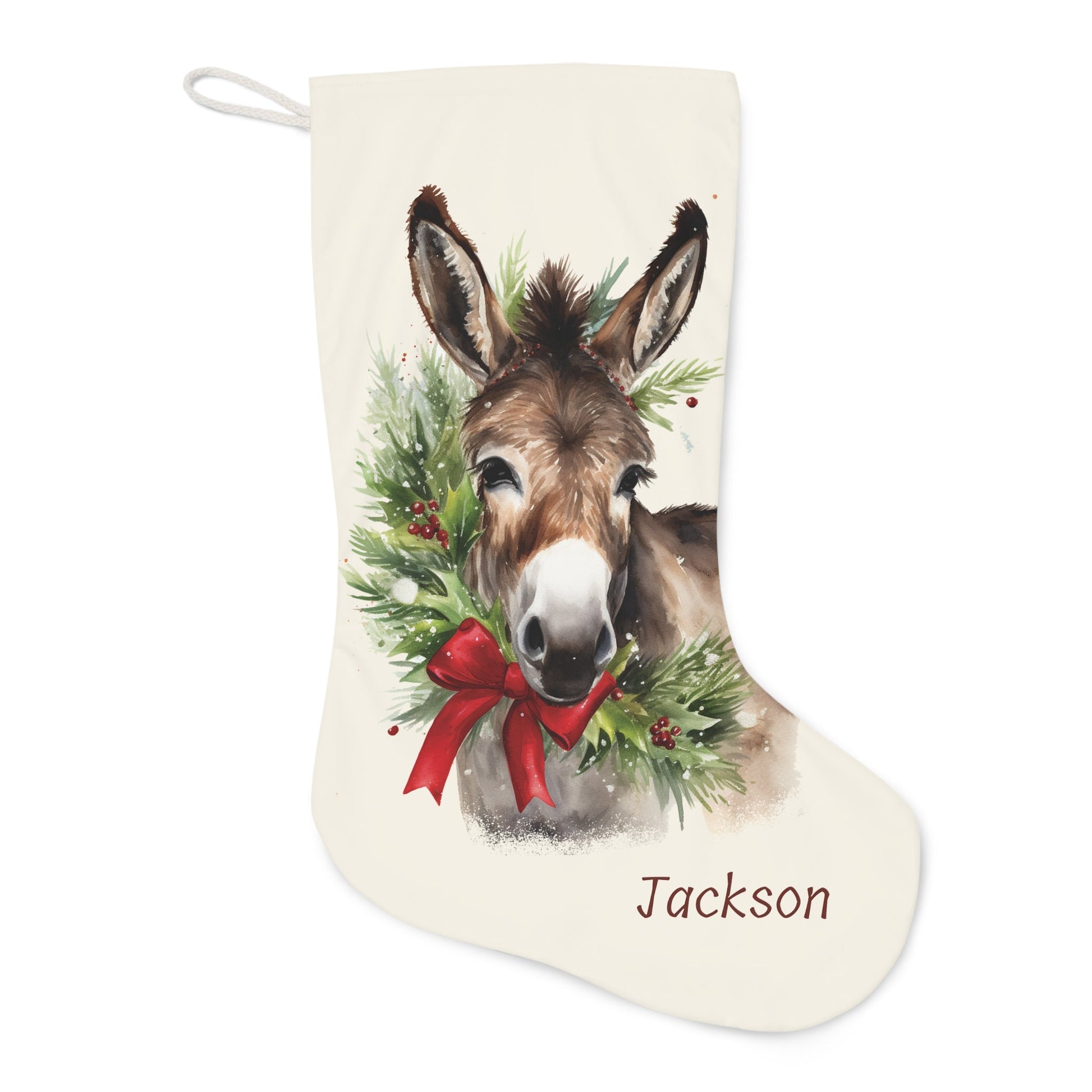 Personalized Christmas Mules Christmas Stocking #3, Extra Large Holiday Stocking, Early Family Christmas Gift Decor, Unique Gift Idea - FlooredByArt