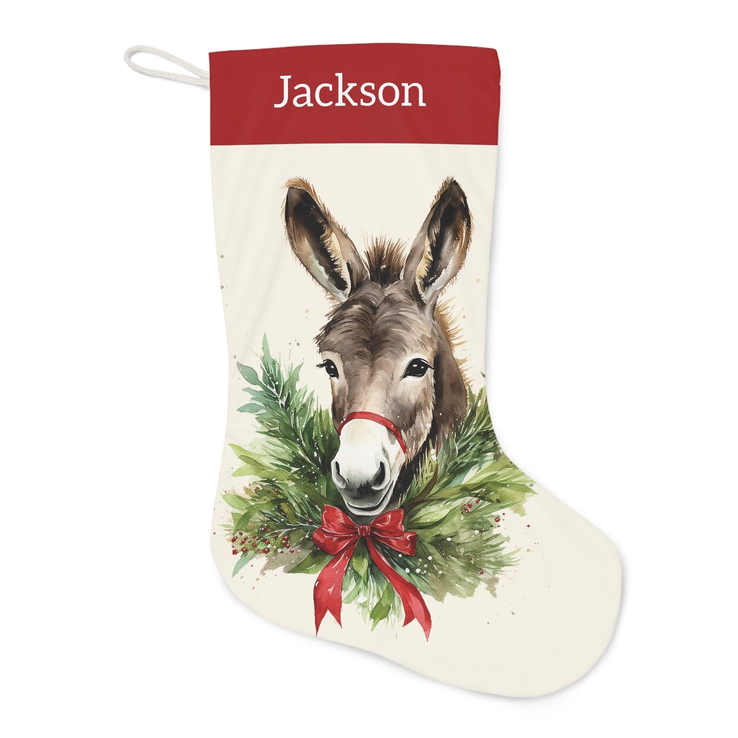 Personalized Christmas Mules Donkey Christmas Stocking #2, Extra Large Holiday Stocking - FlooredByArt