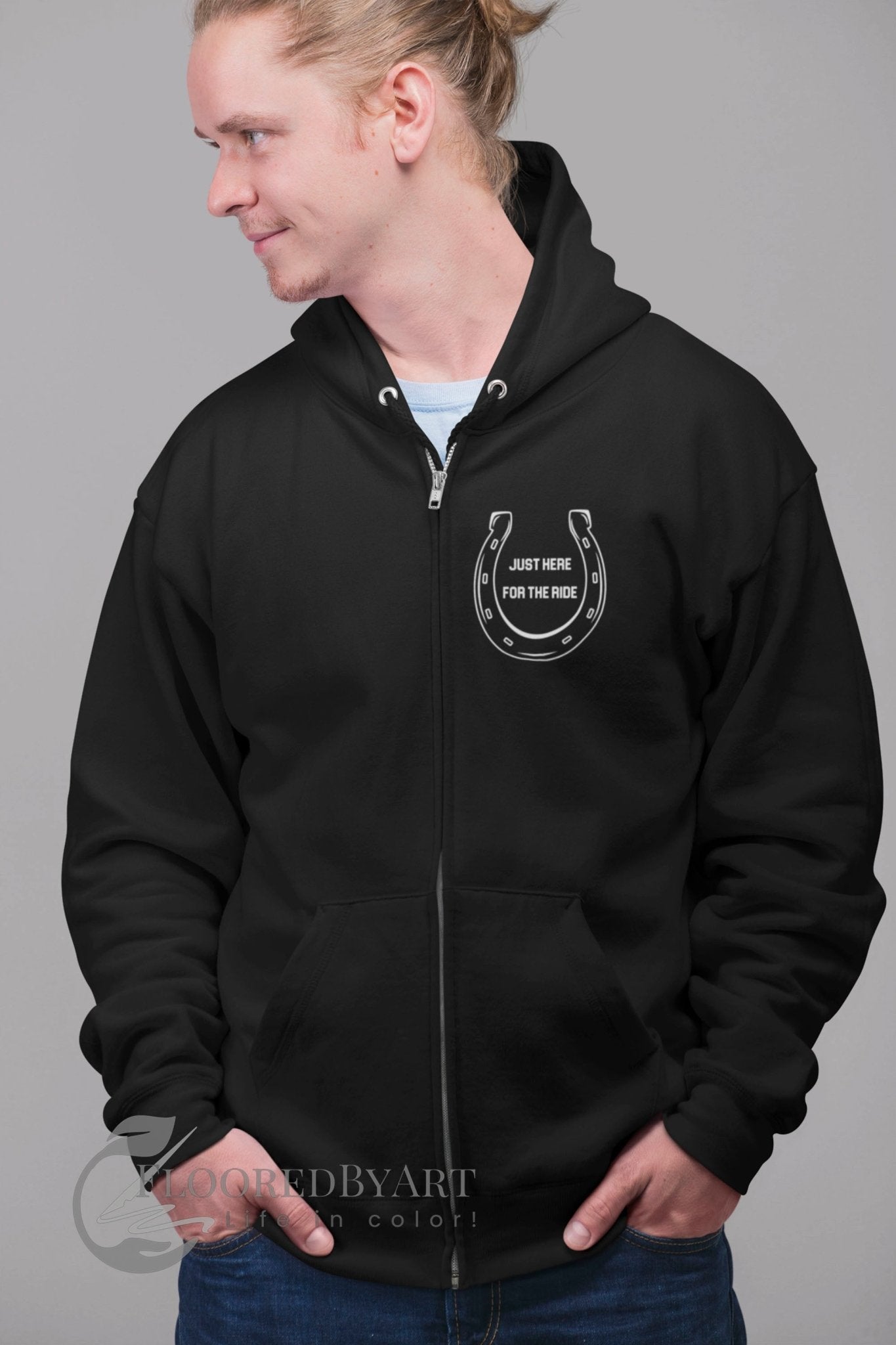 Rodeo Cowboy Full Zip Jacket Rodeo Bronco Horse Rider Hoodie - FlooredByArt