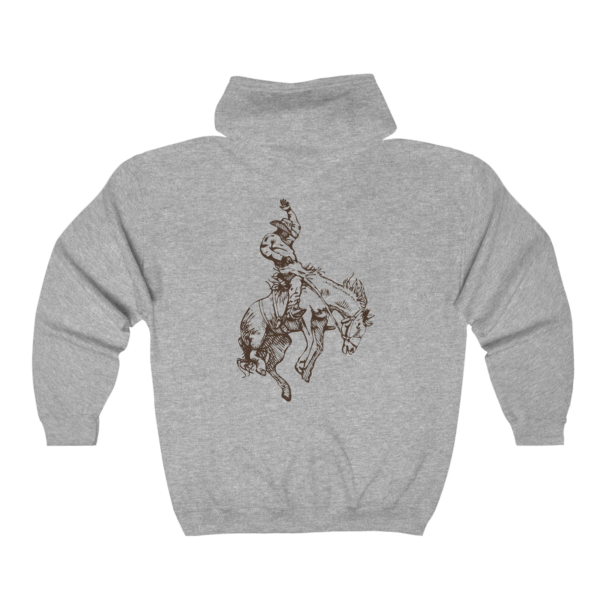 Rodeo Cowboy Full Zip Jacket Rodeo Bronco Horse Rider Hoodie - FlooredByArt