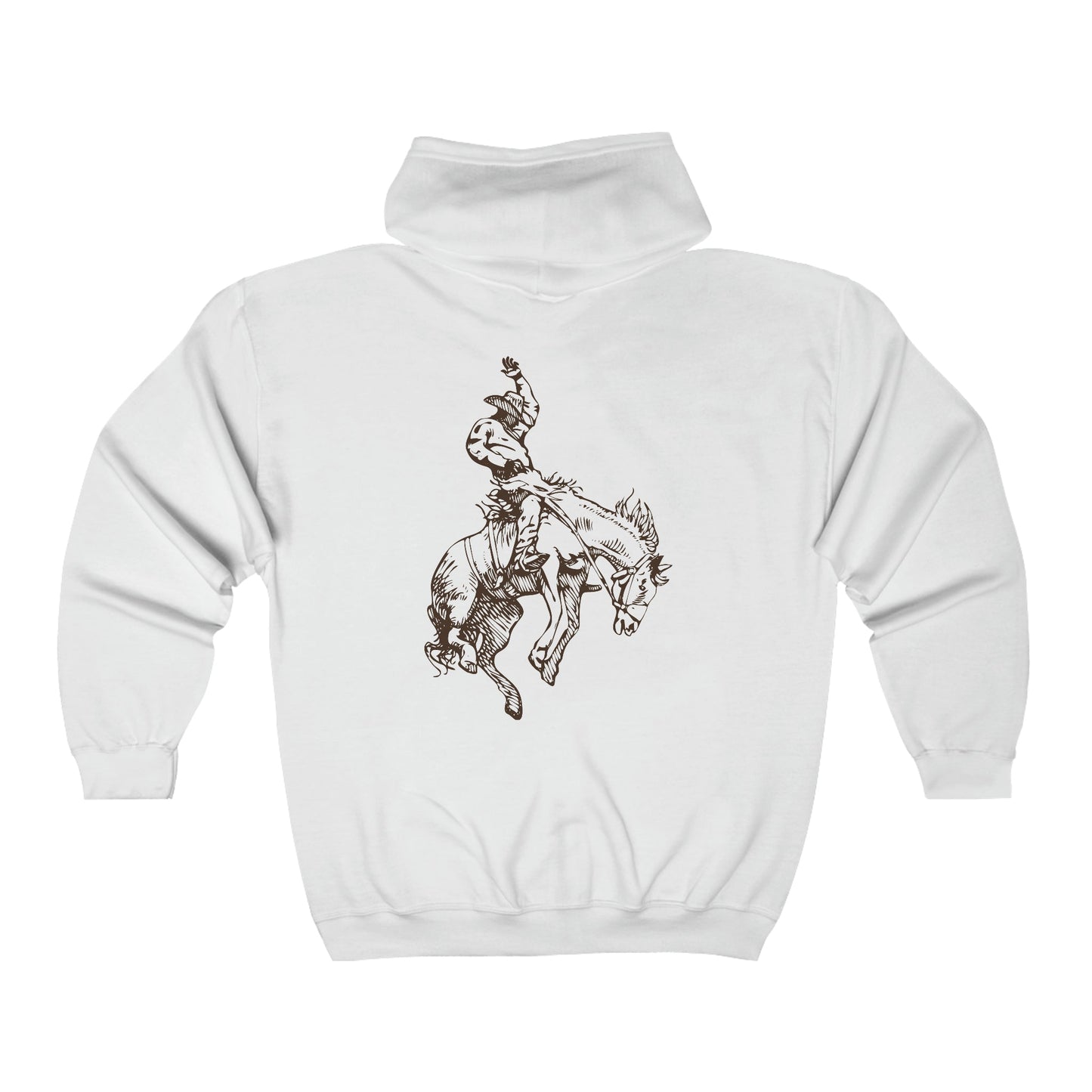 Rodeo Cowboy Full Zip Jacket Rodeo Bronco Horse Rider Hoodie - FlooredByArt
