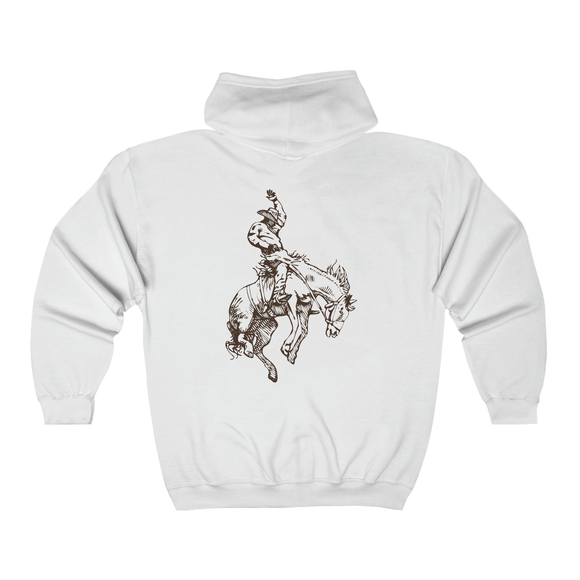 Rodeo Cowboy Full Zip Jacket Rodeo Bronco Horse Rider Hoodie - FlooredByArt