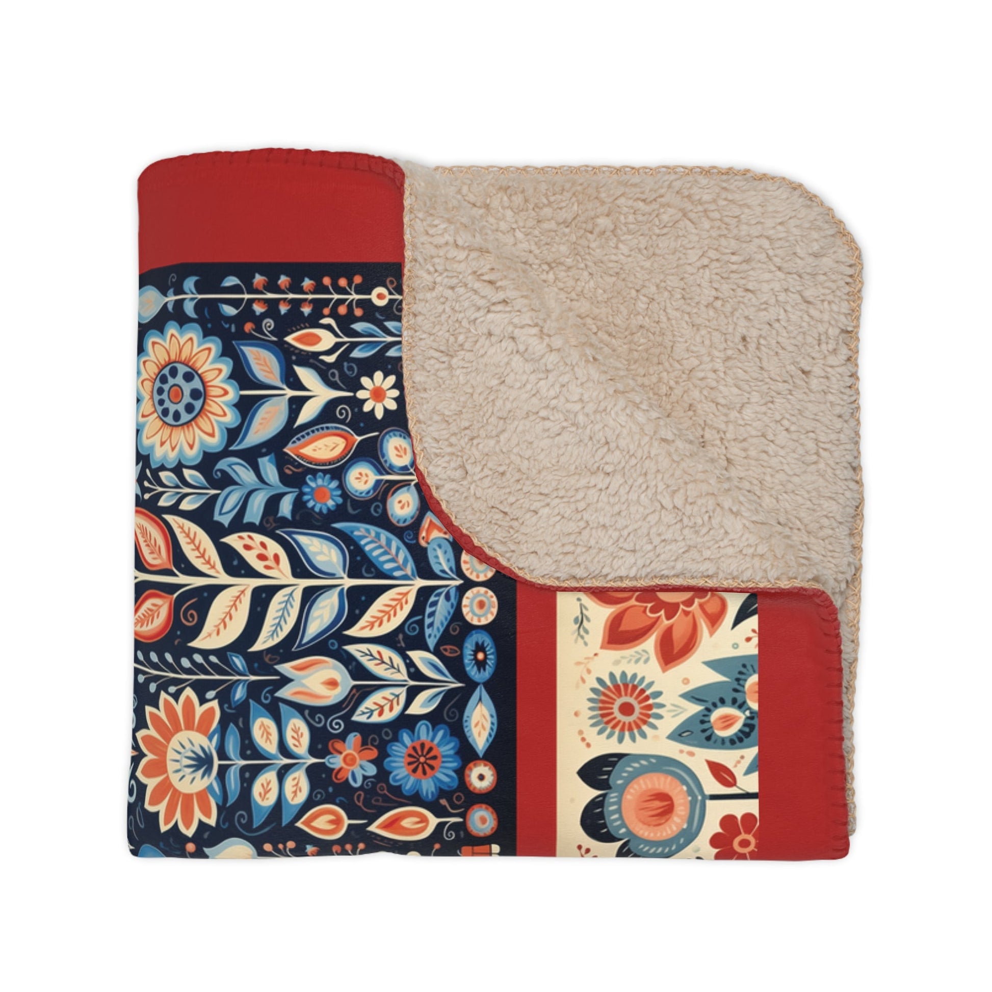 Scandi Folk Art Blanket, Scandinavian Art Style - Folk Art - Romantic Gift - FlooredByArt