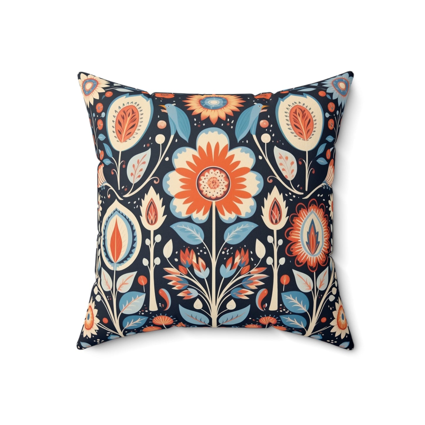 Scandi Folk Art Pillow - Decorative Scandi Folk Art Boho Print, Throw Pillow - FlooredByArt