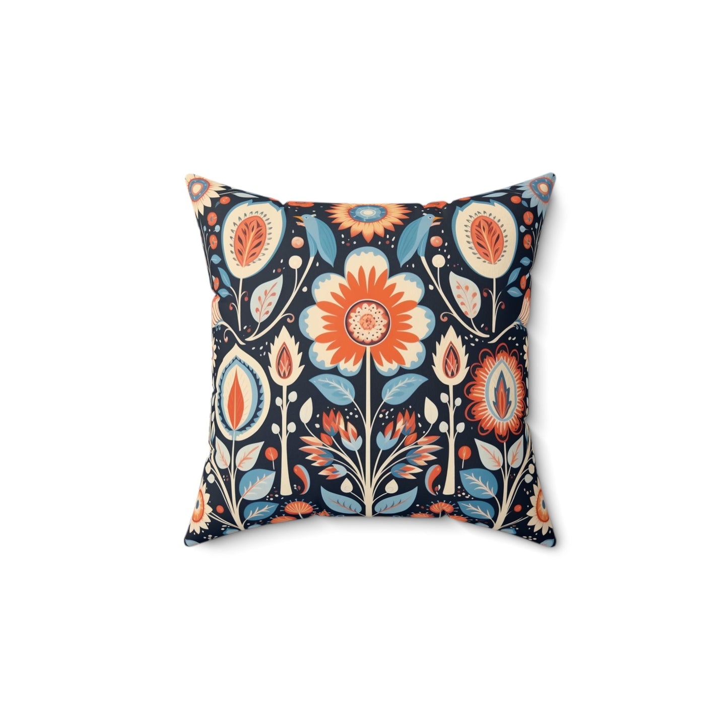 Scandi Folk Art Pillow - Decorative Scandi Folk Art Boho Print, Throw Pillow - FlooredByArt