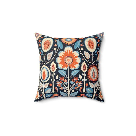 Scandi Folk Art Pillow - Decorative Scandi Folk Art Boho Print, Throw Pillow - FlooredByArt